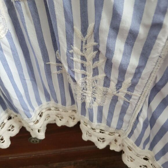 Fabulous MJ New York woman's boho top 100% Cotton No Sz Tag. Cottage Prarie Lace - Picture 6 of 12